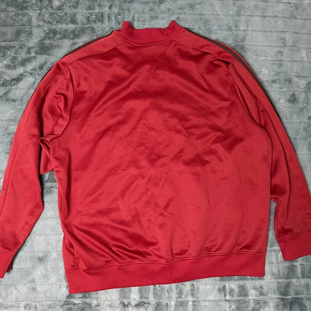 Adidas Mens 2XL Red 3-Stripe Full Zip Track Jacket Bomber Collar Activewear